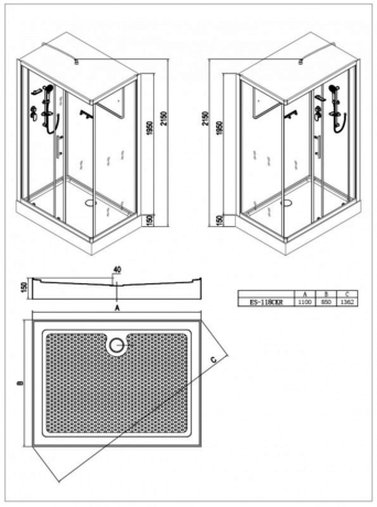Душевая кабина Esbano   EST-118 CKR