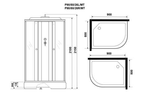 Душевая кабина Niagara   Promo P90/80/26L/MT  