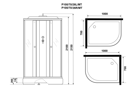 Душевая кабина Niagara   Promo P100/70/26L/MT 