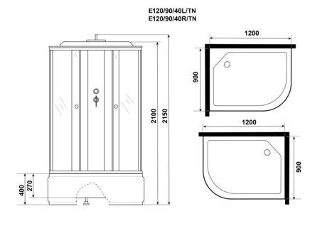 Душевая кабина Niagara   Eco E120/90/40L/TN  