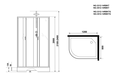 Душевая кабина Niagara  NG-3512-14RBKT 