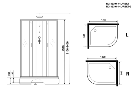 Душевая кабина Niagara   NG-33394-14RBKTG 