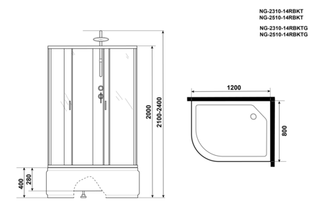 Душевая кабина Niagara  NG-2510-14RBKTG