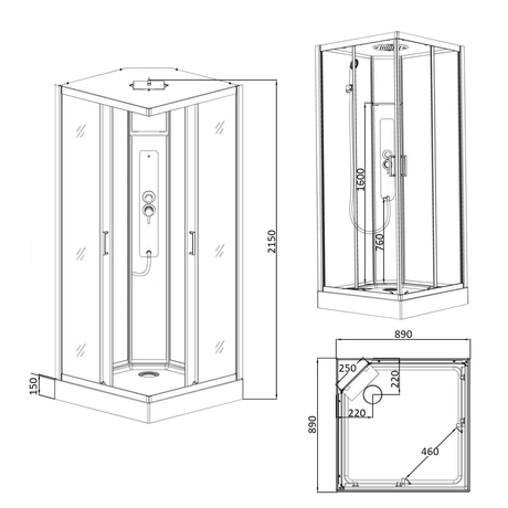 Душевая кабина Parly  AMI Quadro CT9494