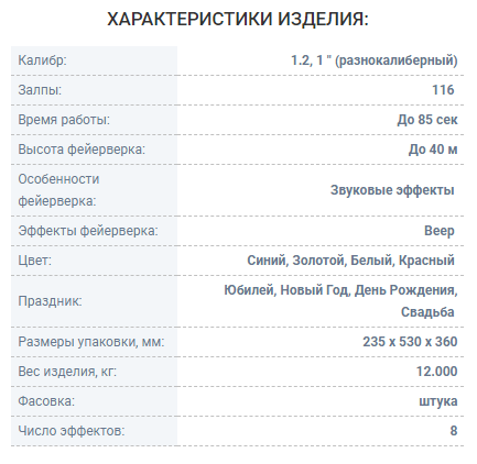 Фейерверк Русская пиротехника  На всю катушку РС9058 