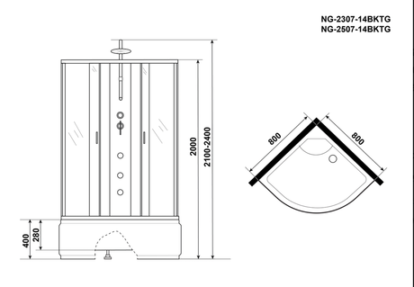 Душевая кабина Niagara   NG-2307-14BKTG 