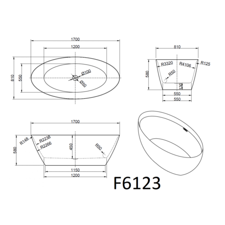 Ванна  Frank  F6123 Black/Black