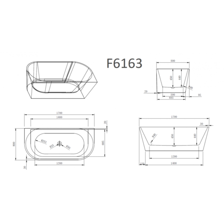 Ванна  Frank  F6163 White/Black