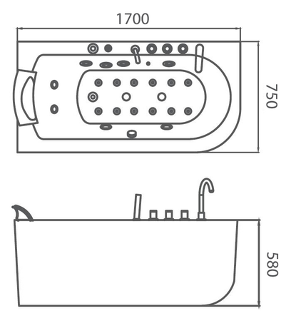 Ванна  Gemy G9261-1.7 L