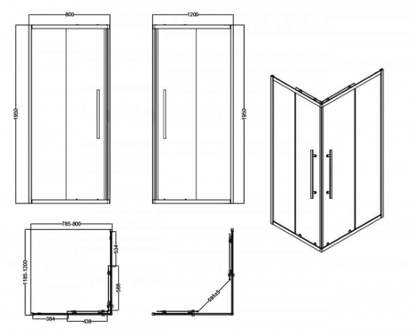 Душевое ограждение Esbano  ESF-90D1+120D2-C  