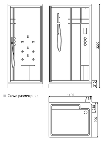 Душевая кабина Edelform EF-4060 L black B