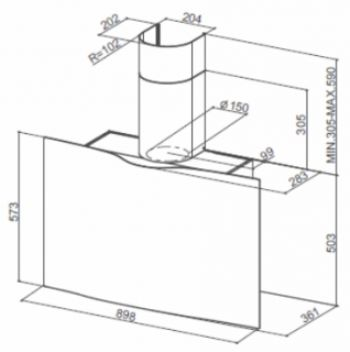 Вытяжка кухонная Faber  VEIL BK A90