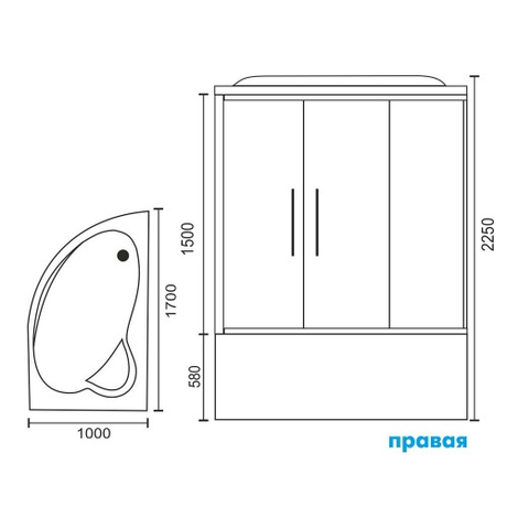 Душевая кабина Royal Bath RB 170ALP-Т  прозрачное