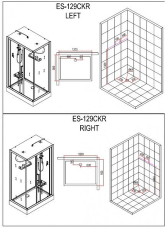 Душевая кабина Esbano ES-L129CKR