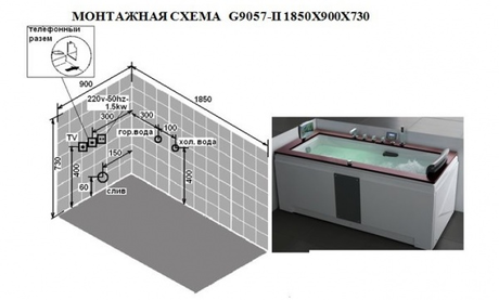 Ванна  Gemy G9057-II O L