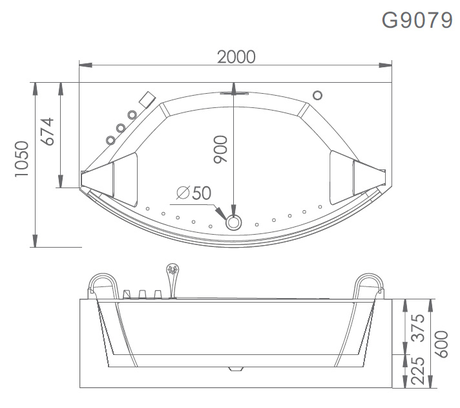 Ванна  Gemy G9079 O