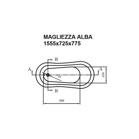 Ванна  MAGLIEZZA ALBA 155×72 ножки бронза