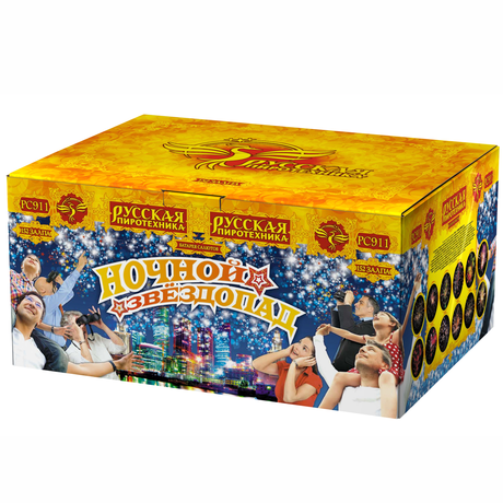 Батарея салютов Русская пиротехника НОЧНОЙ ЗВЕЗДОПАД РС9210