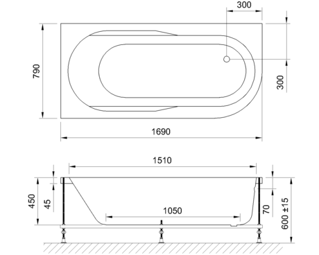 Ванна  Royal Bath AZUR RB 614203 левая