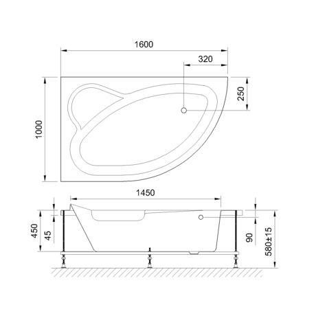 Ванна  Royal Bath ALPINE RB 819101 левая