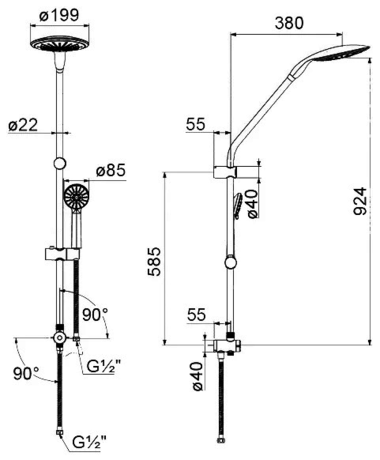 Душевая система Milardo 2503F21M76