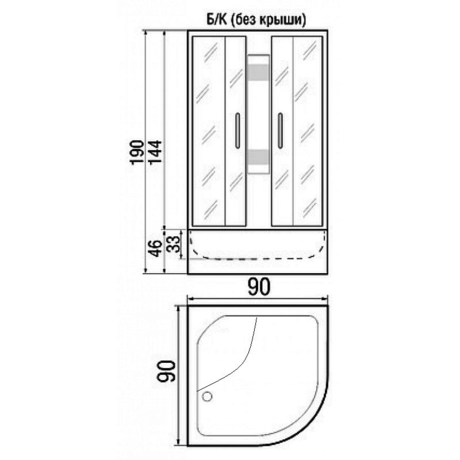Душевая кабина River  NARA LIGHT 90/44 МТ б/к