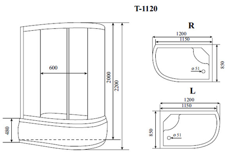 Душевая кабина Timo Standart T-1120 L