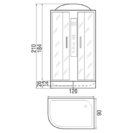 Душевая кабина River  DUNAY 120/90/24 ТН L 