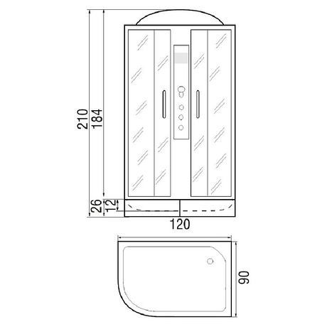 Душевая кабина River  DUNAY 120/90/24 MT R
