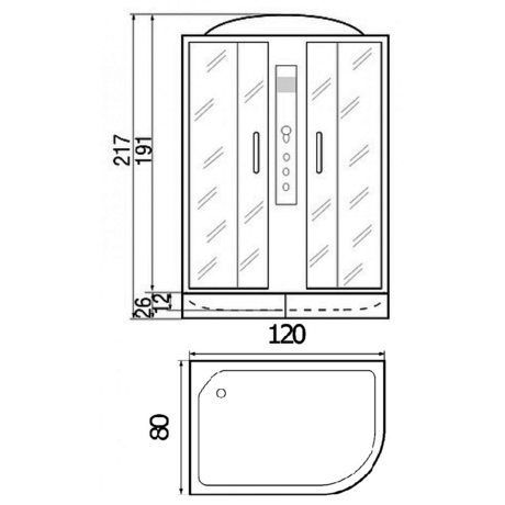 Душевая кабина River  TEMZA 120/80/24 ТН L