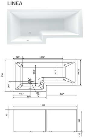 Ванна  Marka One LINEA 165*85 L