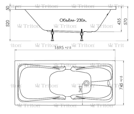 Ванна  Triton Стандарт 170*75 Экстра