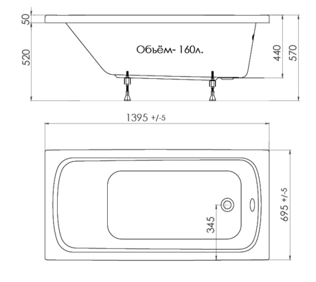 Ванна  Triton Стандарт 140 Экстра 