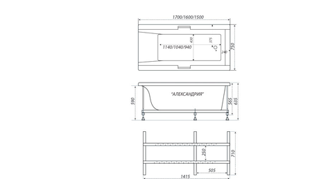Ванна  Triton Александрия 1600*750*630