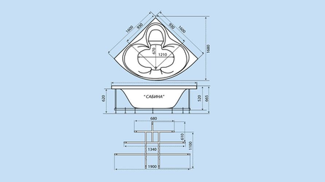 Ванна  Triton Сабина 1600*1600*680