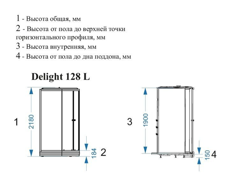 Душевая кабина Domani-Spa  Delight 128 L без электрики, светлые стенки, сатин матированное стекло