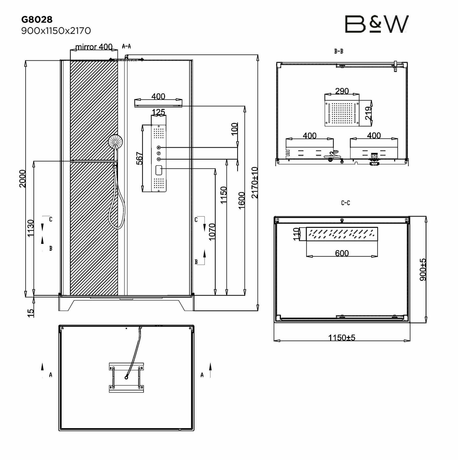 Душевая кабина Black&White  G8028 