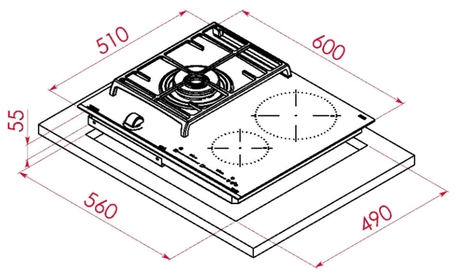 Варочная панель Teka  HYBRID JZC 63312 ABN BK