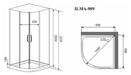 Душевая кабина Timo ILMA Black 902 L