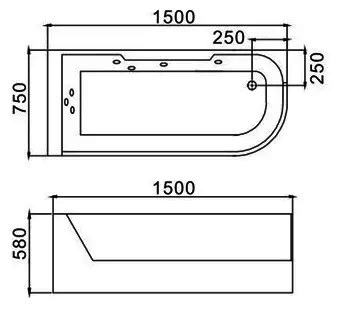 Ванна  WELTWASSER  HB ALSTER 150/75 WT 